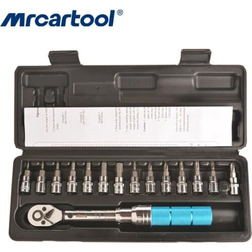 MR CARTOOL 15Pcs Torque Wrench Allen Key Tool For Bicycle Repair Adjustable Torque Wrench Car Hand-held Disassembly Special Tool