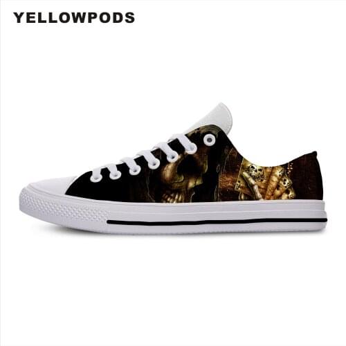 Mens Shoes Casual New Fashion Skull Poker 3D Print Men/Women Casual Novelty Comfortable Shoes Customized White Brand Shoes
