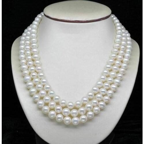 Natural 3-Strand 6-7MM AAA White Pearl Necklaces (16"17"18" ) AAA