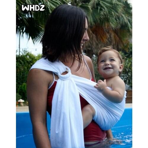 Baby Wrap Carrier - Adjustable Shoulder Ring Mesh Breathable Chest Sling Infant Carrier for Summer Pool Beach
