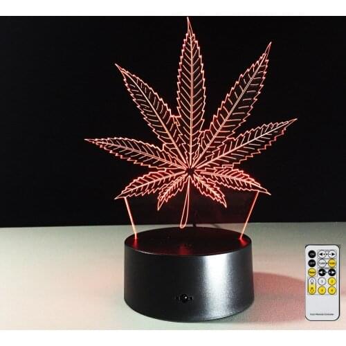 Remote Maple Leaf 3D Visual Illusion Lamp Transparent Acrylic Night Light LED Lamp 7 Color Changing Touch Table Lamp Lava Lamp