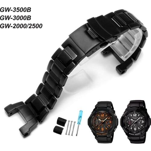 Solid Stainless Steel Watch Band for Casio G-Shock GW-3500B GW-3000B GW-2000 2500 G-1000 Metal Wrist Strap Bracelet Accessories
