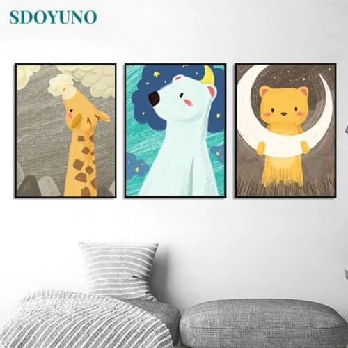 SDOYUNO 3Pcs 40x50cm Painting By Numbers For Adult Animals DIY Frameless Paint By Numbers On Canvas Handpainted Number Painting