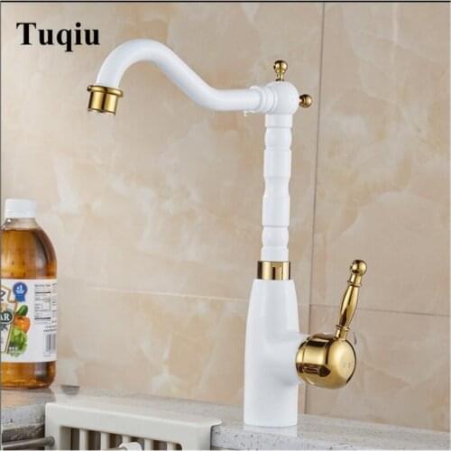 White and gold Kitchen Faucet Sink Mixer Tap 360 degree rotation kitchen mixer taps Kitchen Tap