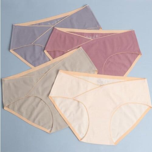 Cotton Laser Cutting Pregnant Womens Low Rise Underwear Breathable Maternity Panties Criss-cross Belly Support Pregnancy Brief