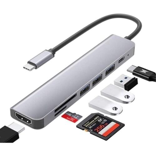 USB C Hub to HDMI-compatible Rj45 100M VGA Adapter OTG Thunderbolt 3 Dock with PD TF SD for Macbook Pro/Air M1 Galaxy S21 S20