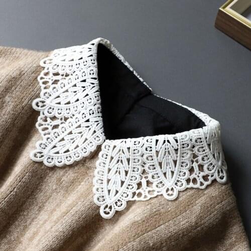 Vintage Fake Lace Collar Women White False Embroidered Lapel Collars Tie Detachable Collars For Women Sweater Tops Nep Kraagie