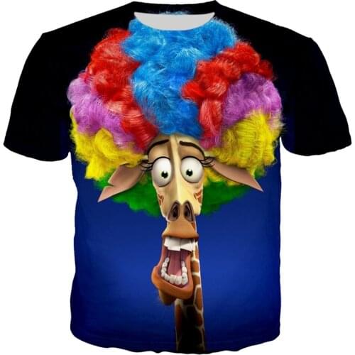 YX Girl 2019 Rainbow Hair Unisex Tshirt Women Men madagascar giraffe with afro Man Tshirts 3d Printed T-shirt Streetwear 7XL
