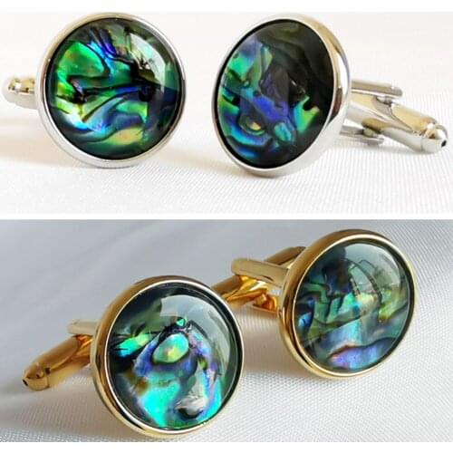 10pairs Colorful Sea Shell Mother Pearl Seashell Cufflinks Abalone Shell Cuff Links Copper Round Plating Mens Jewelry Accessory
