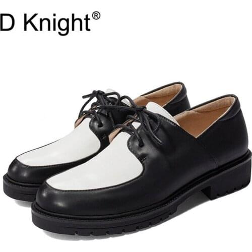 2020 Shoes Women Lace Up Thick Bottom Flat Platform Shoes Spring Causal Brogues Shoes Size 33-43 Flats Oxford Shoes For Woman