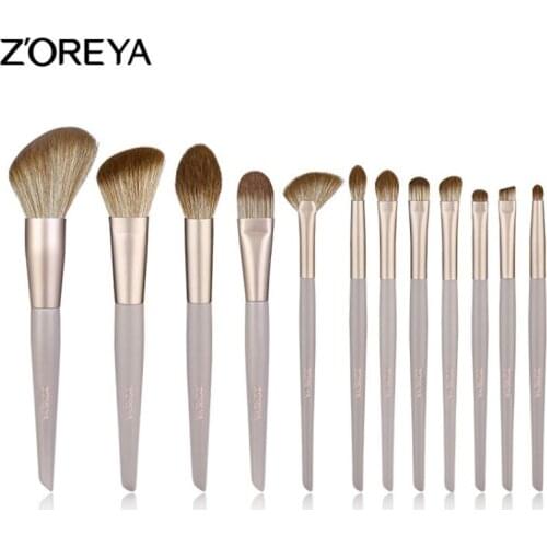 Zoreya 12pcs Makeup Brush Eyeshadow Set Kit Soft Fiber Eye Face Makeup Brush Professional Cosmetic Tools Synthetic Hair Box Gift