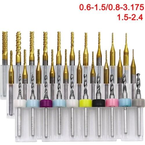 1set 0.6-2.4mm tungsten steel drill bit cnc pcb drilling machine Carving Fixed handle metal twist drills Power tool accessories