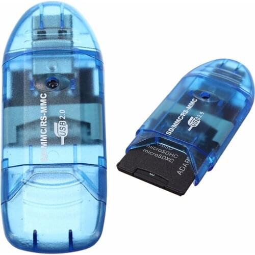 1PC 64GB USB 2.0 Multi in 1 Memory Card Reader Writer Adapter With Caps for MMC SDHC TF UP To High Speed