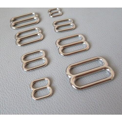 100Pcs/Lot Inside 10mm 15mm 20mm 25mm Metal Slider Adjustable Buckle For Bag Accessory Belt Loop Hardware Cat Dog Collar Clasp