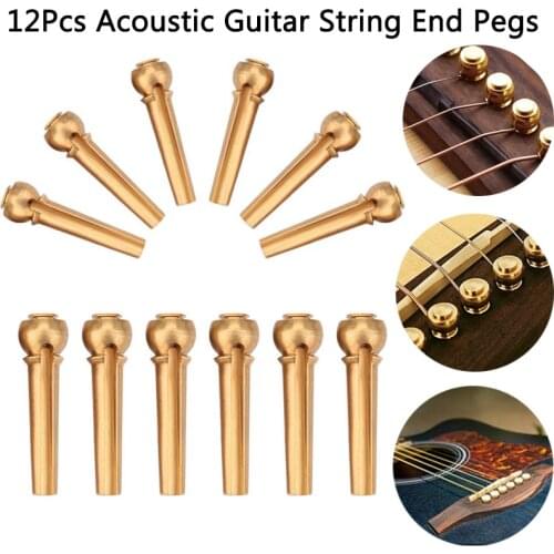 12 Pcs Acoustic Guitar String End Pegs for 6 Strings Nail Pegs Fixed Cone Brass Material Portable Guitar Parts Accessories