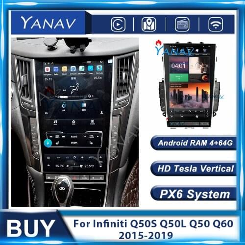 13.6“ Android Fast Boot Tesla Vertical Car Radio For Infiniti Q50 Q50L Q50S Q60 2015-2019 Audio Multimedia GPS Navigation Video