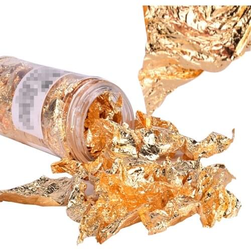 2g/bottle Gold Foil Paper Decoration Imitation Gold Flake Silver Leaf Inedible DIY Art Baking Decorating Tool for Cake Dessert