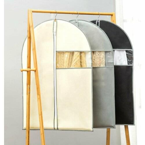 3 sizes Solid Breathable Dust Cover Hanging Garment Coat Clothes Protector Bags Damp-proof Clothing Covers
