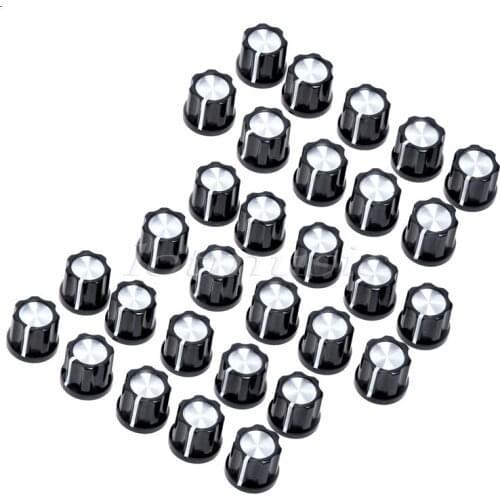 30pcs 6mm shaft hole Knob Black For Fender jazz bass replacement