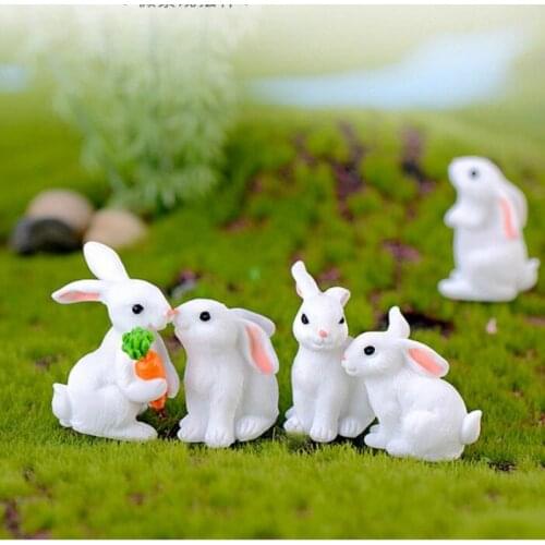8 Style Rabbit Easter Miniature Hare Animal Figurine Resin Craft Mini Bunny garden supplies Doll accessories for blythe Barbie