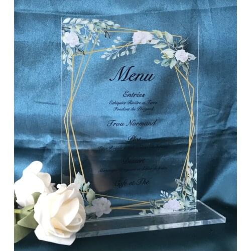 10pcs Acrylic Wedding Invitations, Acrylic Wedding Dinner Menu with Base,Acrylic Christening Invitations,Custom Acrylic Invite