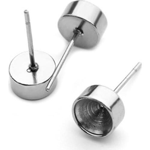30pcs/lot 2019 New Fashion Earrings Stainless Steel Accessories Earrings Blank Base Fit 3 4 5 6 7 8mm Jewelry Making Connector