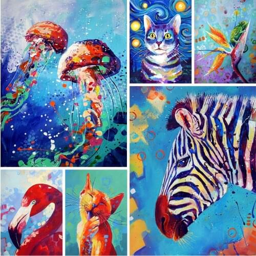 5D DIY Diamond Painting Dog Wolf Fox Zebra Tiger Lion Elephant Lovely Animal Mosaic Art Picture Rhinestone Home Decoration