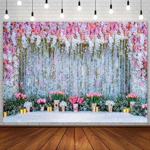 Wedding Backdrop Bridal Shower Pink Floral Candle Ceremony Photography Background Photo Studio Photozone Photophone Decor Props