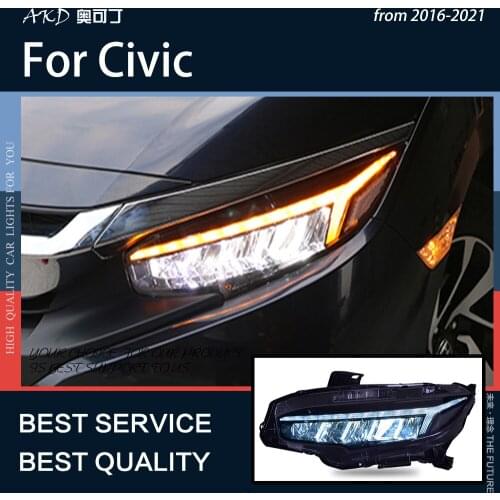 AKD Car Styling For Honda CIVIC X G10 2016-2021 LED Headlight DRL Fog Lamp Turn Signal Lamp Low Beam High Beam Projector Lens