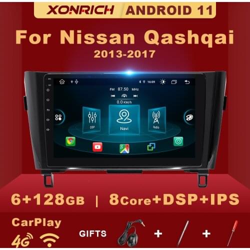 6GB 128GB Android 11 Car Multimedia Player For Nissan Qashqai J11 X-Trail 3 T32 2013-2017 IPS Navigation 8 Core GPS Carplay