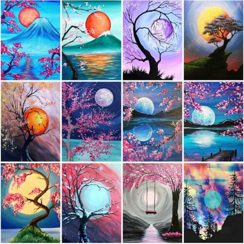 AZQSD Diamond Painting Tree Cross Stitch 5d Diamond Embroidery Scenery Diy Picture Of Rhinestones Home Decor Handmade