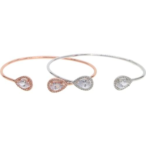 Bracelets & Bangles Fashion rose Gold Color cz tear drop Open Bangle For Women Gift Cuff Bracelet pulseira feminina