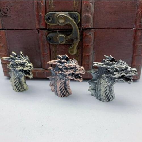 Beast European Dragon Head Brass Knife Pendants Jewelry Umbrella Rope Paracord Bead EDC DIY Keychain Lanyard Hanging Accessories