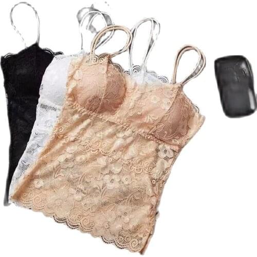 Womens New Style Sexy Fashion No Steel Ring Bra With Bra Pad, Comfortable Lace, Breathable Gathered Small SlingVvest Underwear