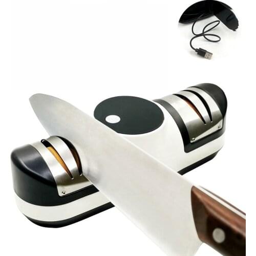 USB Electric Knife Sharpener Adjustable For Kitchen Knives Tool Knife Scissor Sharpening Double Head Fine Grinding Blade Tools