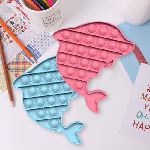 Push Bubble Sensory Toy Dolphins Shape Autism Needs Squishy Stress Reliever Toys Adult Kid Funny Anti-stress