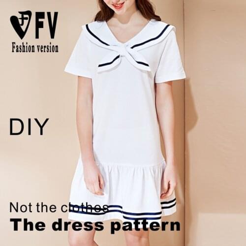 JK Uniform Pattern Ladies Navy Collar Dress 1:1 Garment Pattern Sewing Drawing BLQ-526