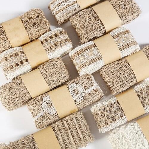2m/roll Natural White Party Crafts Wedding Ribbon Gift Wrapping Hemp Ribbons Jute Burlap DIY Festival Supplies Lace Fabric