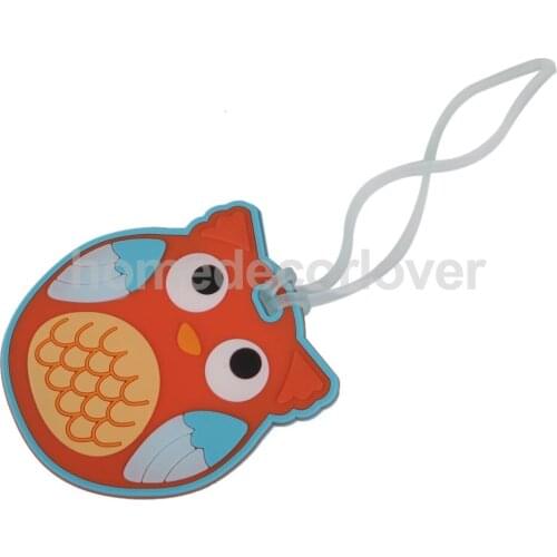 Cartoon Owl Travel Tags Luggage Name Address Tel Striped Suitcase Bag Labels