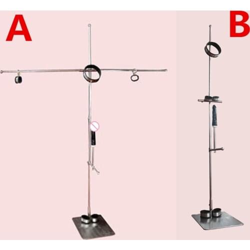 Male Stainless Steel Bondage Standing Torture Device Slave Collar Hand Ankle Cuffs Dildo Restraints Torture Device Sex Toys