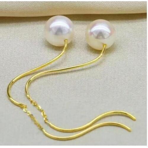 Charming 10-11mm South Sea white pearl earring 925silver