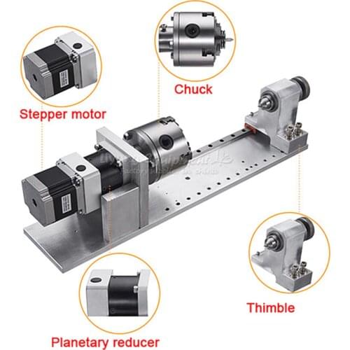 Planetary engraving machine 4th axis reducer rotating shaft A axis CNC dividing head 4 jaw chuck four-axis
