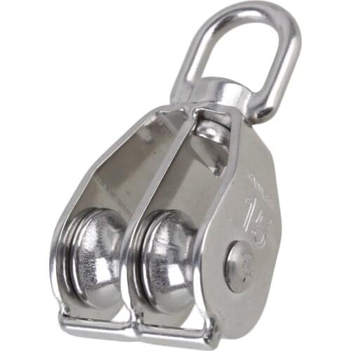 M15/M20//M25/M32/M50 Durable Swivel 304 Stainless Steel Double Sheave Wire Rope Pulley Block Chain Traction Wheel