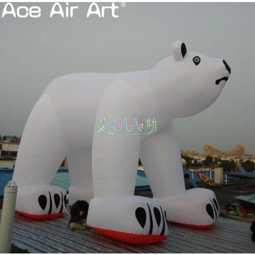 Vivid 6 m Long big white inflatable polar bear animal model replica for advertising/outdoor events decotation