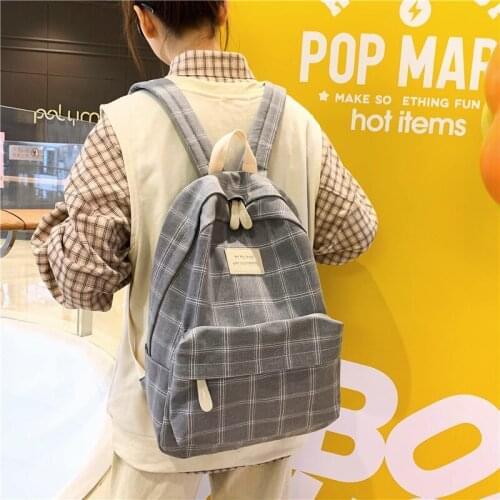 Retro School Bags Casual Plaid Pattern Women Travel Backpack Student Book Bagpack for Teenage Girls Rucksack MD0245