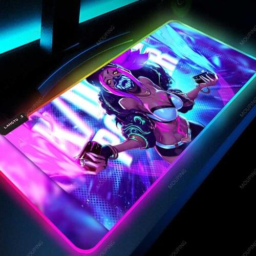 Rgb Mouse Pad Anime Mat with Backlight Rgb Led pink Setup Gamer Luminous Mat Rgb Mousepad Pc mat pink computer desk DropShipping