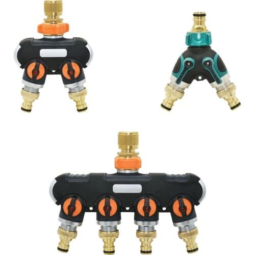 Garden 2/4-Way Garden Tap Hose Water Splitter 1/2 3/4 Inch Thread With Nipple Quick Connector Irrigation Valve 1 Set