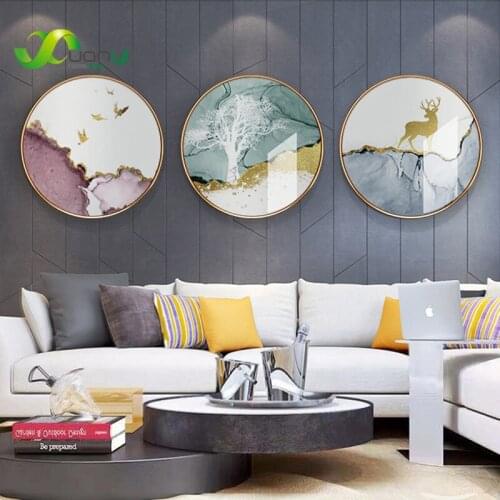 Nordic Animal Colorful Abstract Circle Canvas Painting Landscape Poster And Print Home Decor Wall Art Pictures For Living Room