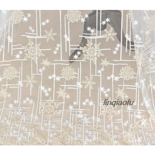 Snowflake embroidered lace fabric wedding dresses handmade DIY accessories dress decorative fabric