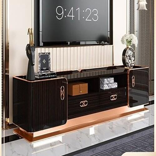 Postmodern Light Luxury TV Cabinet Coffee Table Combination Neoclassical Simple Hong Kong Style Living Room Furniture